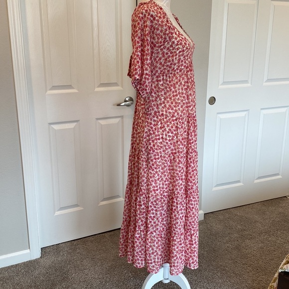 Code X Mode Red Floral Maxi Shirt Dress Red Size Small EUC Coquette - Picture 9 of 16